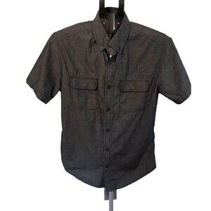 Hawks Black/Gray Shirt Button Front SIze Small Front Pockets Excellent